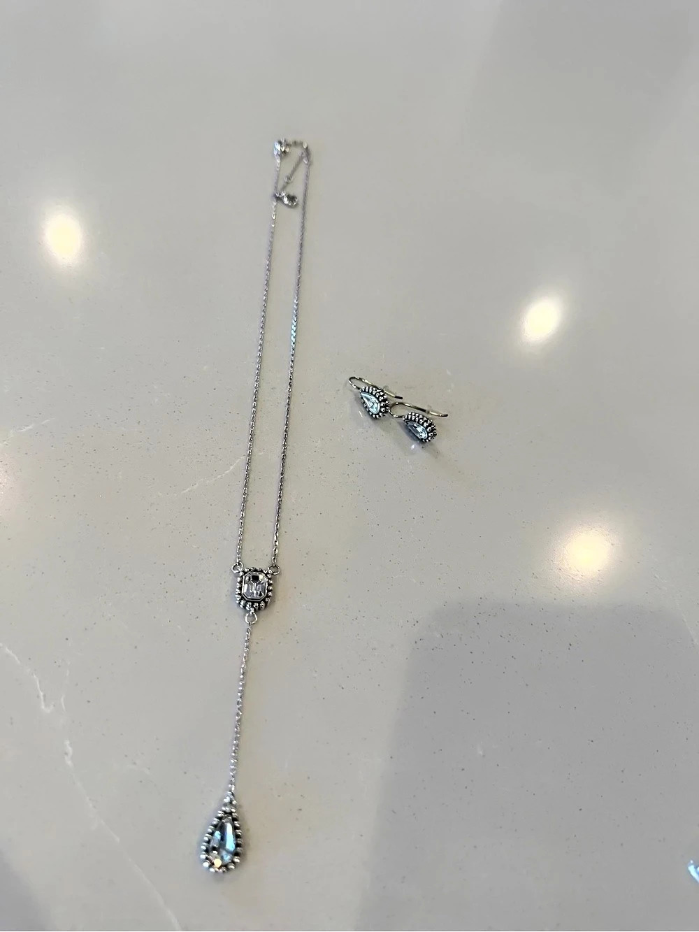 Brighton Teardrop Pendant Necklace & Earrings in Silver
